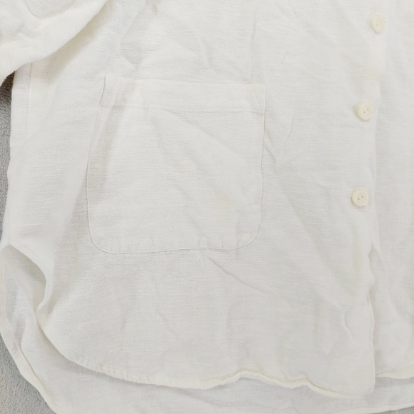 Sangham Ivory 3/4 Sleeve Button Down Cotton Shacket P2000 - Picture 5 of 12